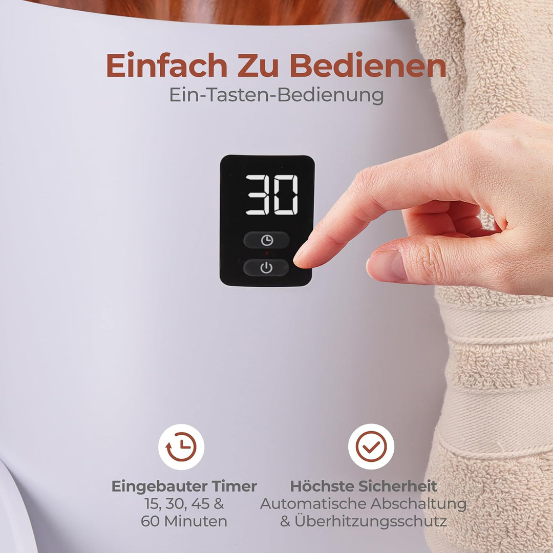 SereneLife Handtuchhalter Braun Holzoptik – Elektrischer Handtuchwärmer für 2 Handtücher Energiespar