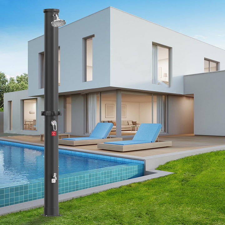 Froadp 35L Solar Gartendusche System Wassertemperatur bis 60℃ Solardusche mit 180° Drehbarer Regendu