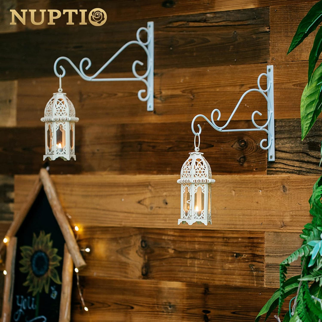 NUPTIO 4 Stück Marokkanischen Stil Kerze Laterne, Kleine Teelichthalter mit Transparente Glasscheibe
