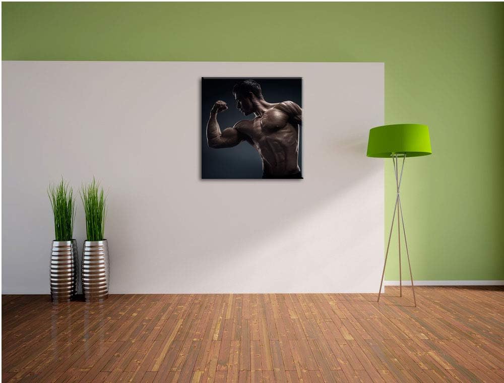 Starker Bodybuilder, Format: 70x70 auf Leinwand, XXL riesige Bilder fertig gerahmt mit Keilrahmen, K