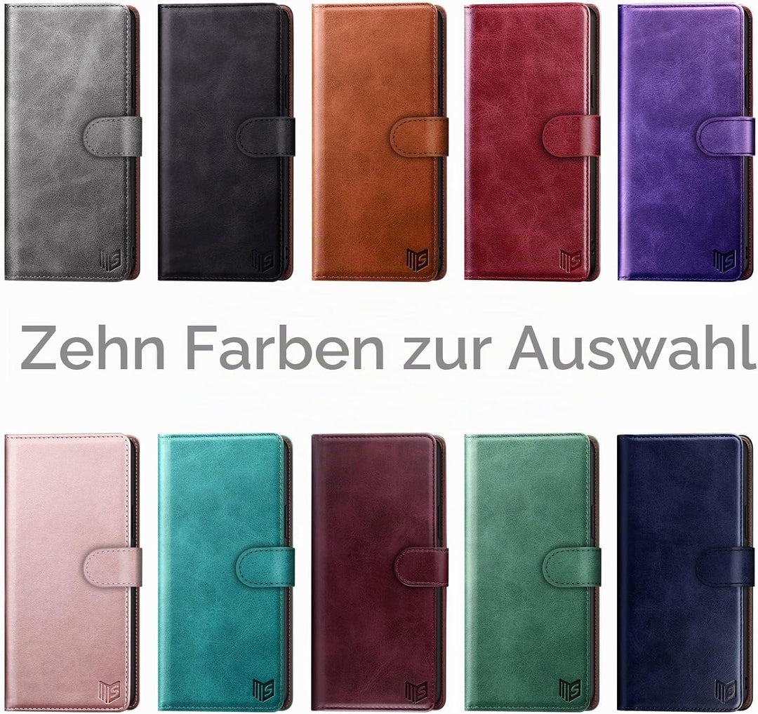 SUANPOT [RFID Schutz für iPhone 14 6.1" Hülle PU Leder Handyhülle Lederhülle Klapphülle Kartenfach F