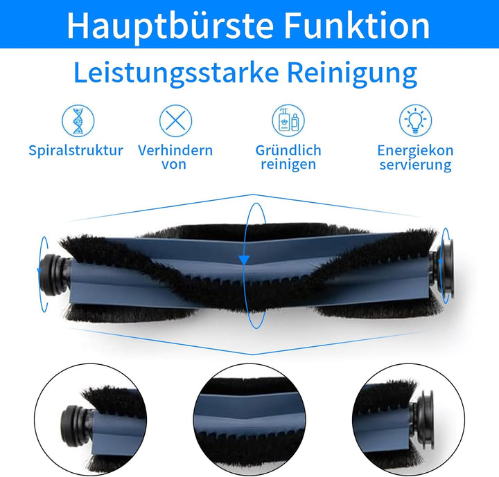 19 Stück X10 Pro Zubehörset für eufy X10 Pro Omni Saugroboter,1 Hauptbürste, 4 Seitenbürsten, 4 HEPA
