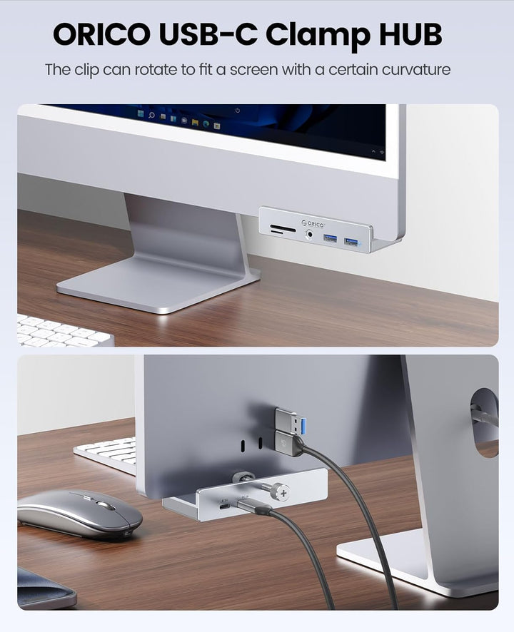 ORICO USB Hub 3.0 Mit SD/TF Kartenleser - 5 in 1 Verteiler Mit 2 USB-A Ports, 3.5 mm Audio, 5Gbps -