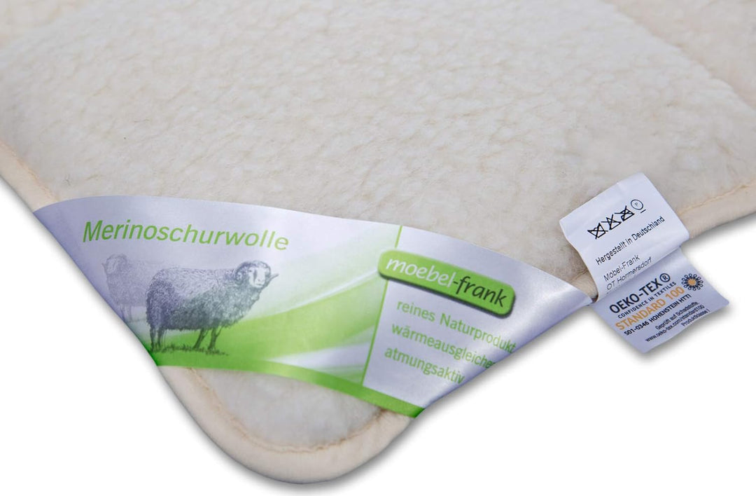franknatur - Unterbett Lammflor mit Merino Schurwolle Matratzen-Auflage 90x200 90 x 200 cm, 90 x 200