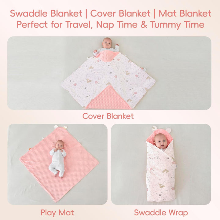LAT Baby Einschlagdecke Babyschale, Decke Kinderwagen 90x90cm, Baumwolle Universal Babydecke Doppels