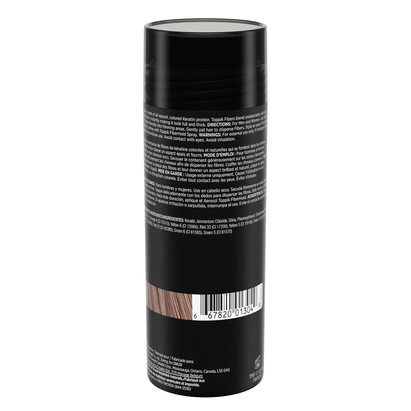 Toppik Haarfasern 55 g, Hellbraun, natürlich gewonnene Fasern aus Keratin für voller aussehendes Haa
