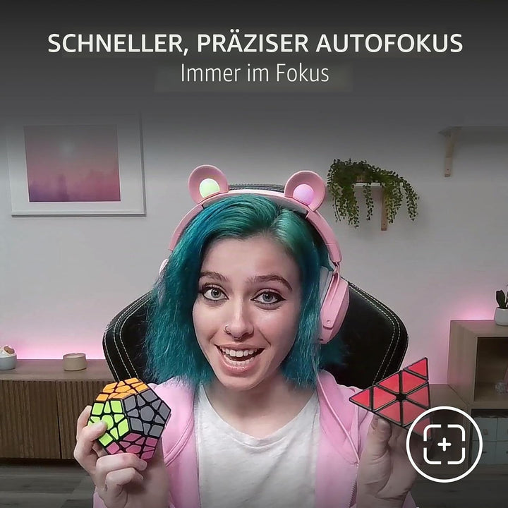 Razer Kiyo X - USB-Webcam für Streaming in Full-HD (1080p 30 FPS oder 720p 60 FPS, Autofokus, Plug +