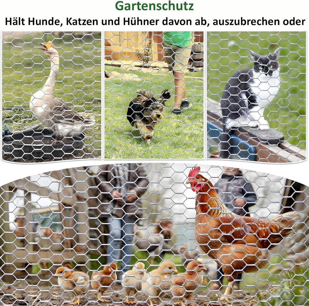 Amagabeli 1M x 25M Volierendraht Maschenweite 25mm Sechseckig Verzinkt Hühnerzaun Kaninchendraht Has