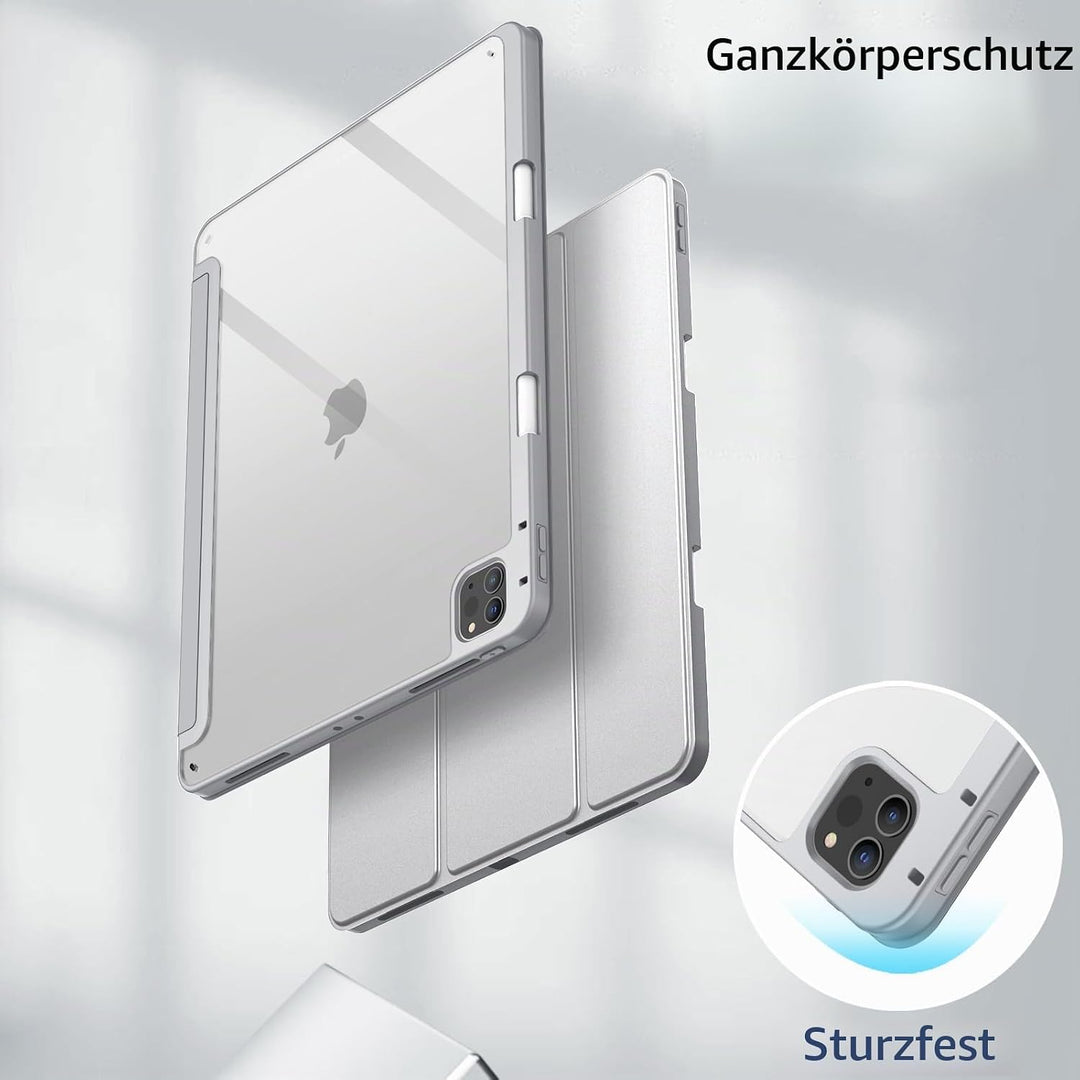 JETech Hülle für iPad Pro 12,9" 6/5/4/3 (2022/2021/2020/2018), Silber | Transparente Rückseite, Stif