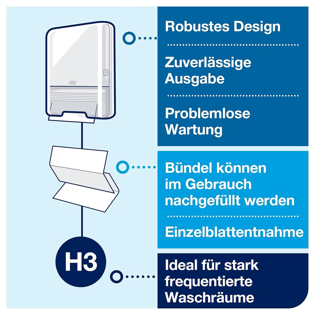 Tork grüne Zickzack Papierhandtücher Universal 290137 - H3 Falthandtücher für Papierhandtuchspender