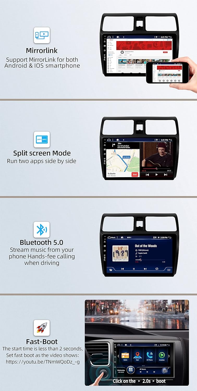 JOYX Android 10 Autoradio Passt für Suzuki Swift (2005-2016) - [4G+64G] - Eingebaut DSP/Carplay/Andr