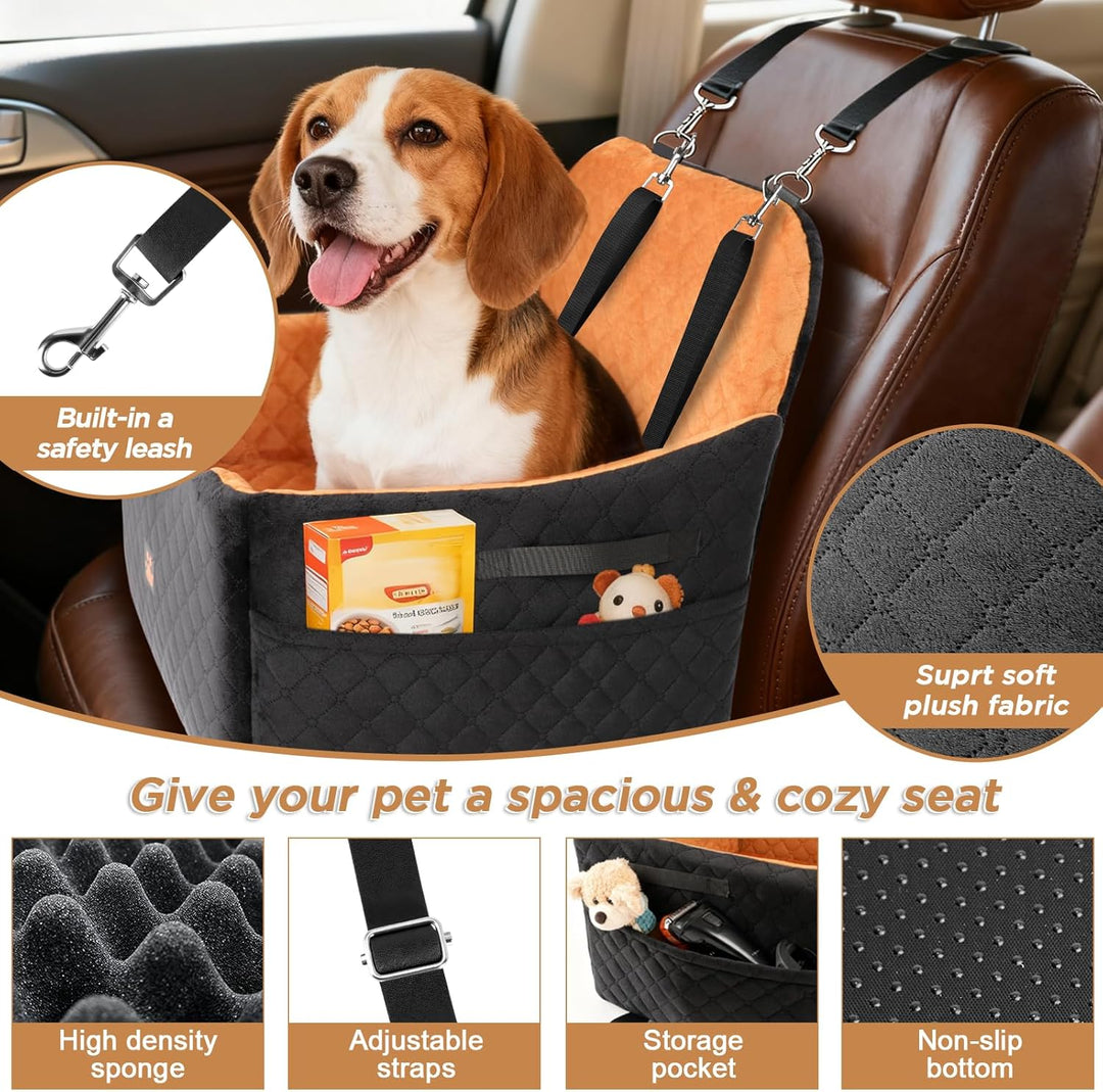 Autositz für Kleine und Mittelgrosse Hunde bis zu 16 kg, Welpen-Autositz mit Dickem Polster, Abnehmb