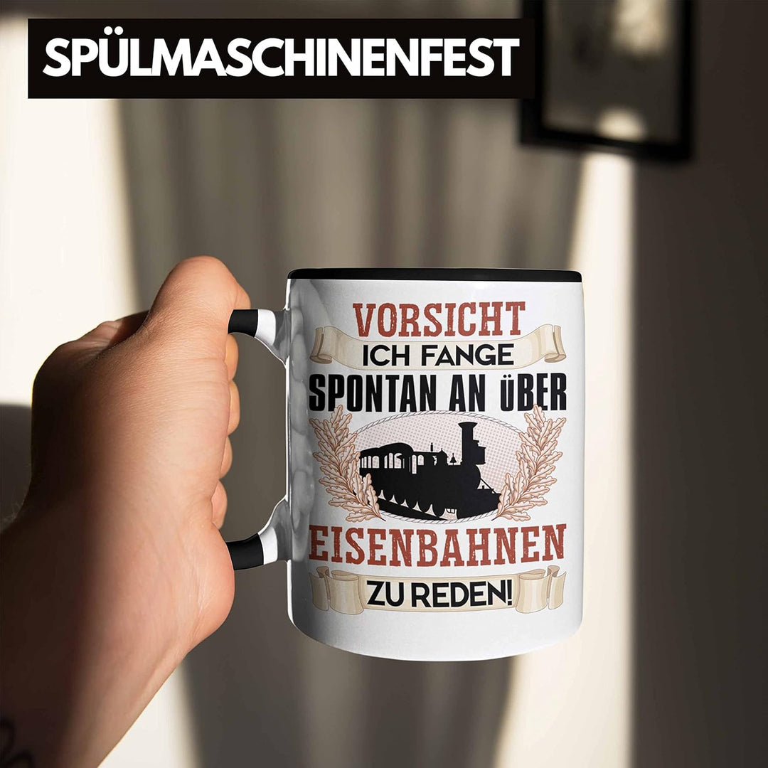 Trendation - Eisenbahner Tasse Geschenk für Modelleisenbahn-Fans Geschenkidee Ich Fange Spotan An Üb
