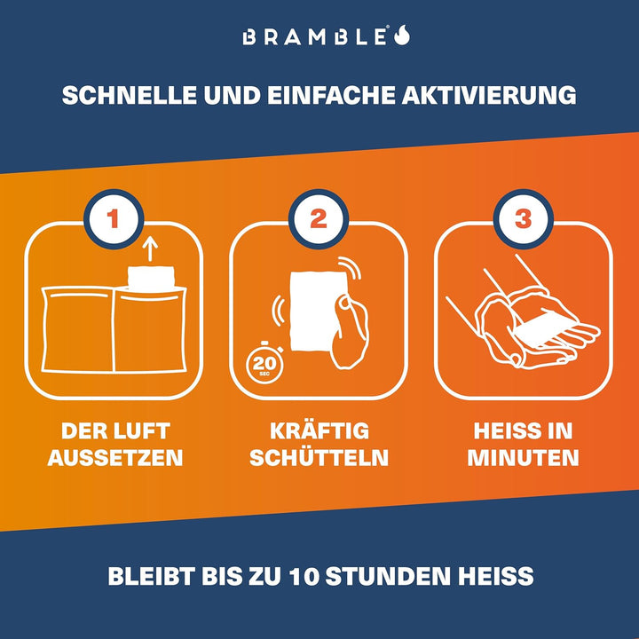 BRAMBLE 80 Stück Luftaktivierte Handwärmer (40 Paar) - 100% Natürlich - Taschenwärmer für Outdoor, W