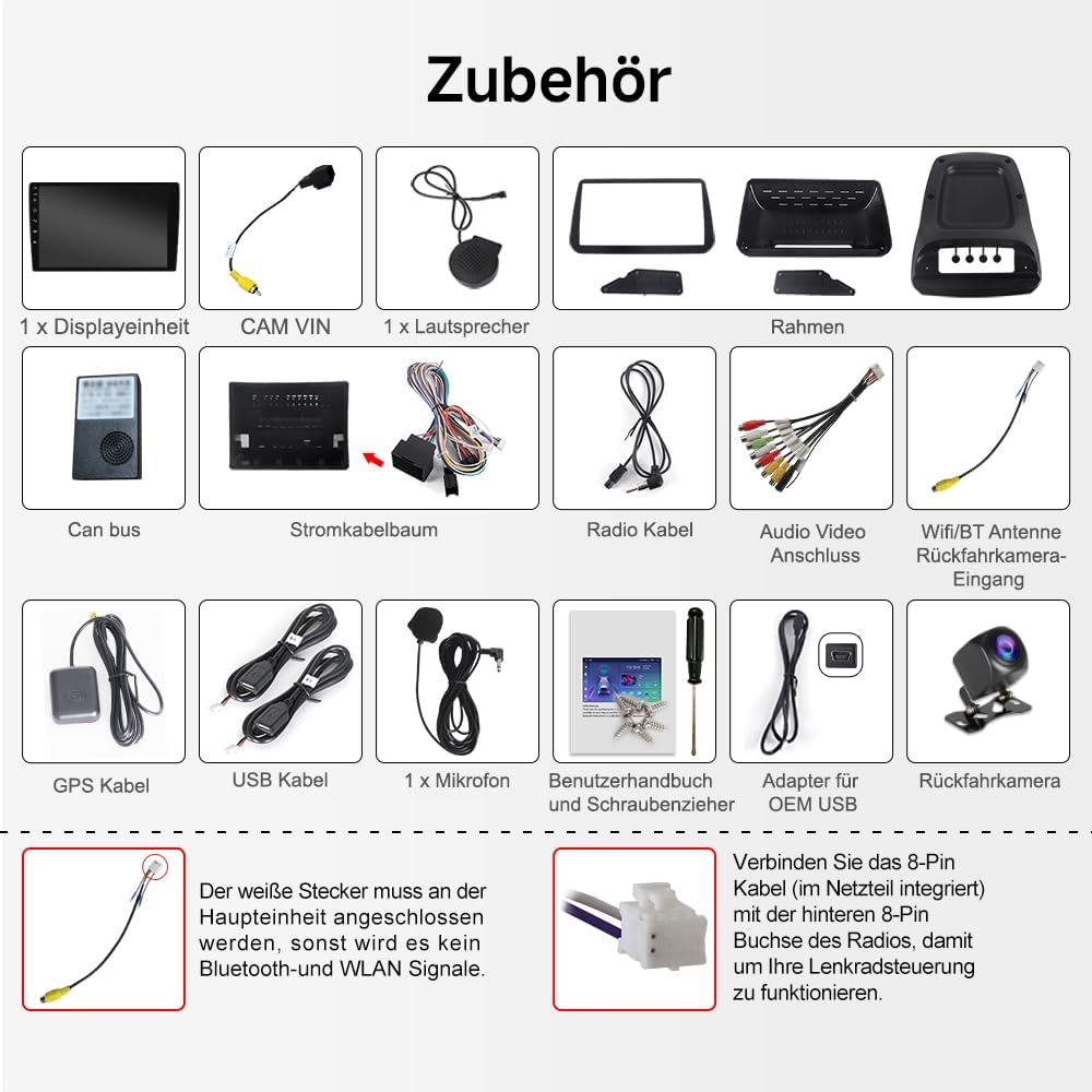 Android 15 Autoradio 9 Zoll Touch Display 4+64GB für Opel Zafira Tourer C 2011–2016, Bluetooth 5.4,