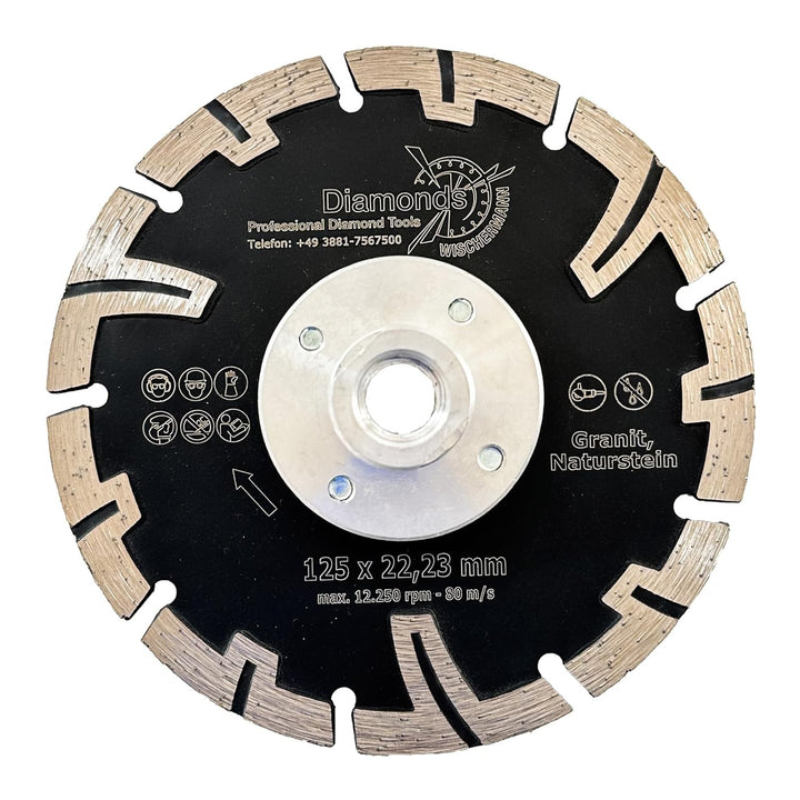 EDW Profi Spezial Speed T Granit Diamant-Trennscheibe 125 mm mit Winkelschleifer Flansch M14 Naturst