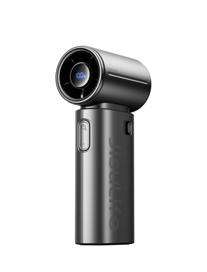 JISULIFE Tragbarer Handventilator 9S, Turbo Power, bis zu 22 Stunden Laufzeit, 5000 mAh Akku, 5-Gang