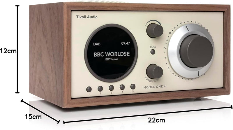 Tivoli Audio Model One+ FM/DAB+ Radio mit Bluetooth und Fernbedienung (Walnuss/Beige) Walnuss /