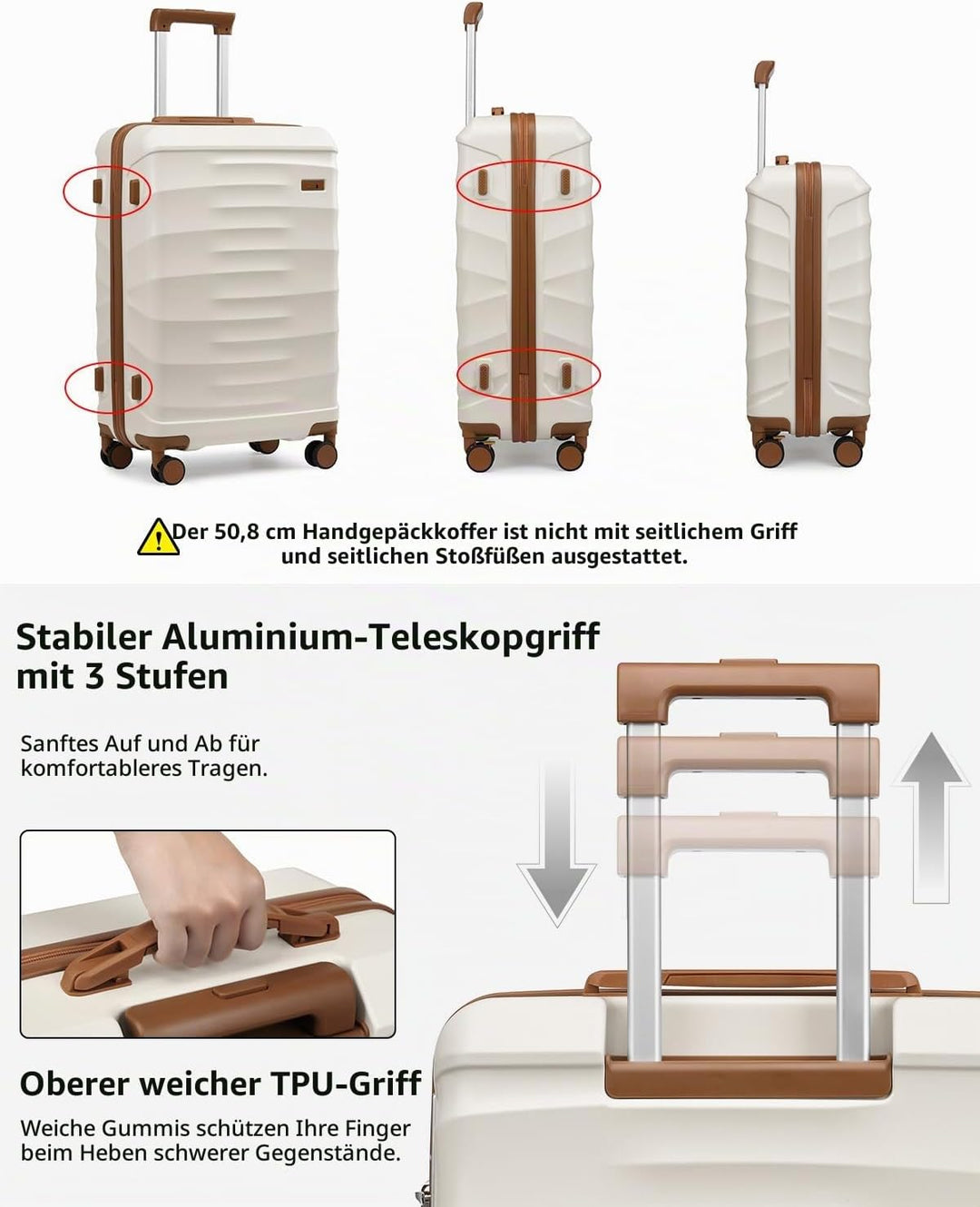 Sea choice Reisekoffer Set 5 Teilig ABS Hartschale Trolley Kofferset Gepäckset Grosse Kapazität Hand