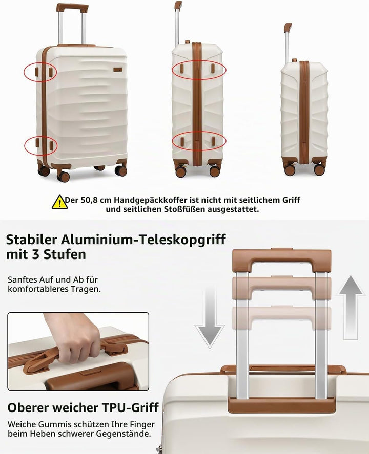 Sea choice Reisekoffer Set 5 Teilig ABS Hartschale Trolley Kofferset Gepäckset Grosse Kapazität Hand