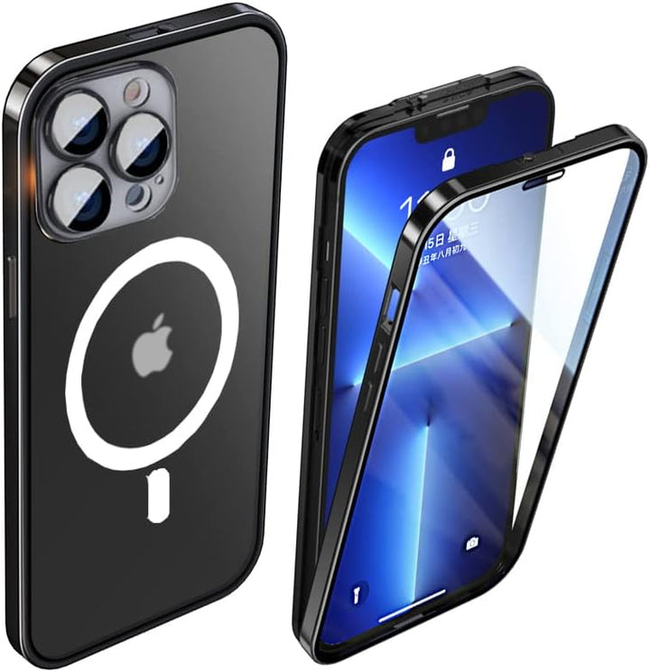 CeeEee iPhone 14 Pro Hülle Original Case Stossfänger Metall Schutzhülle mit Sperren Schnalle 360 Gra