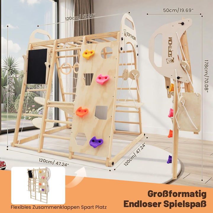 Klettergerüst Indoor, Gross&amp;Klappbar, Spielplatz für Kinderzimmer