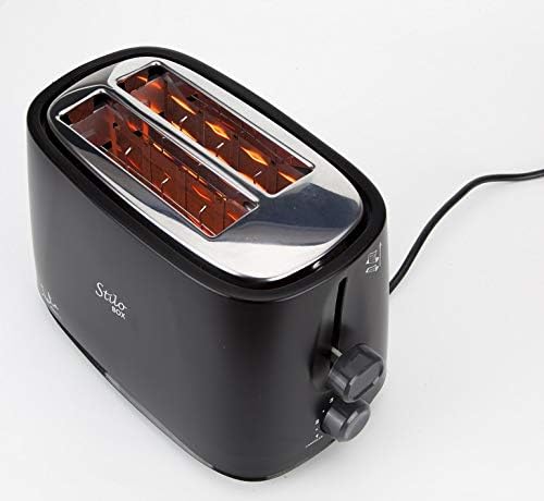 Jata TT631 Schwarzer Toaster mit Schutzkappe und zwei extra breiten Schlitzen, mit elektronischem Ro