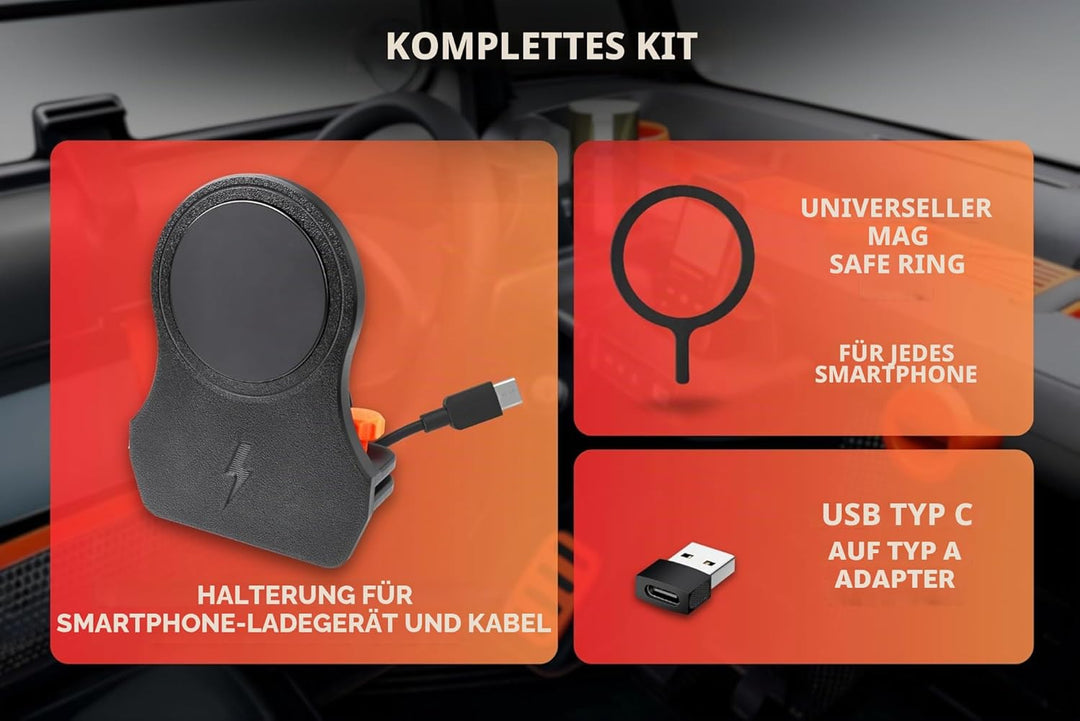 Smartphone-Halterung für MagSafe mit kabellosem Laden 15 W, geeignet für Citroen Ami, für Opel Rocks