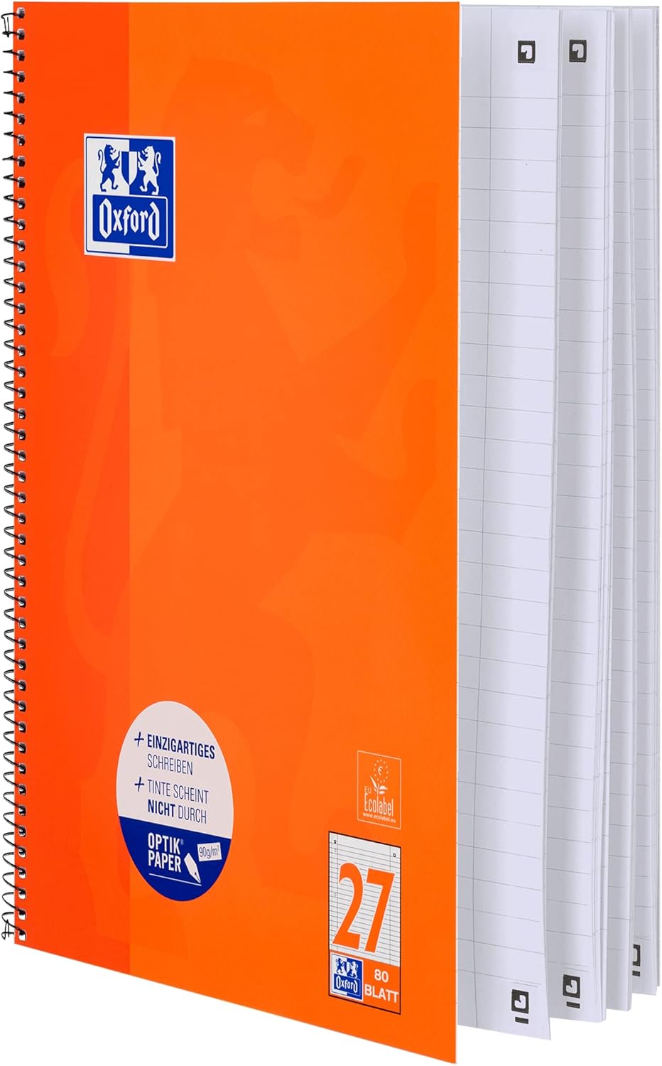 Oxford Collegeblock A4 liniert, mit Doppelrand, 80 Blatt, orange, 10 Stück, 10 Stück