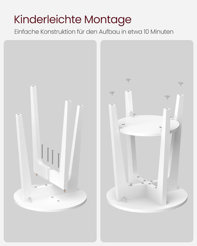 VASAGLE Beistelltisch, Sofatisch, Kleiner runder Tisch für Wohnzimmer, 40 x 50 cm, Holzspanplatte, N