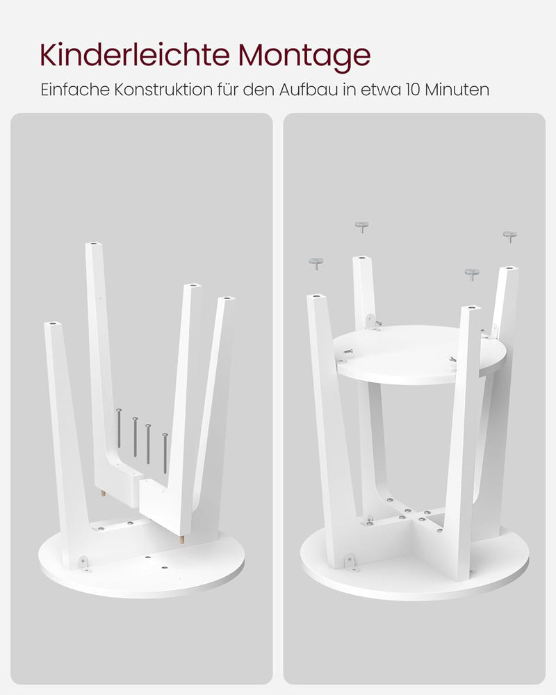 VASAGLE Beistelltisch, Sofatisch, Kleiner runder Tisch für Wohnzimmer, 40 x 50 cm, Holzspanplatte, N