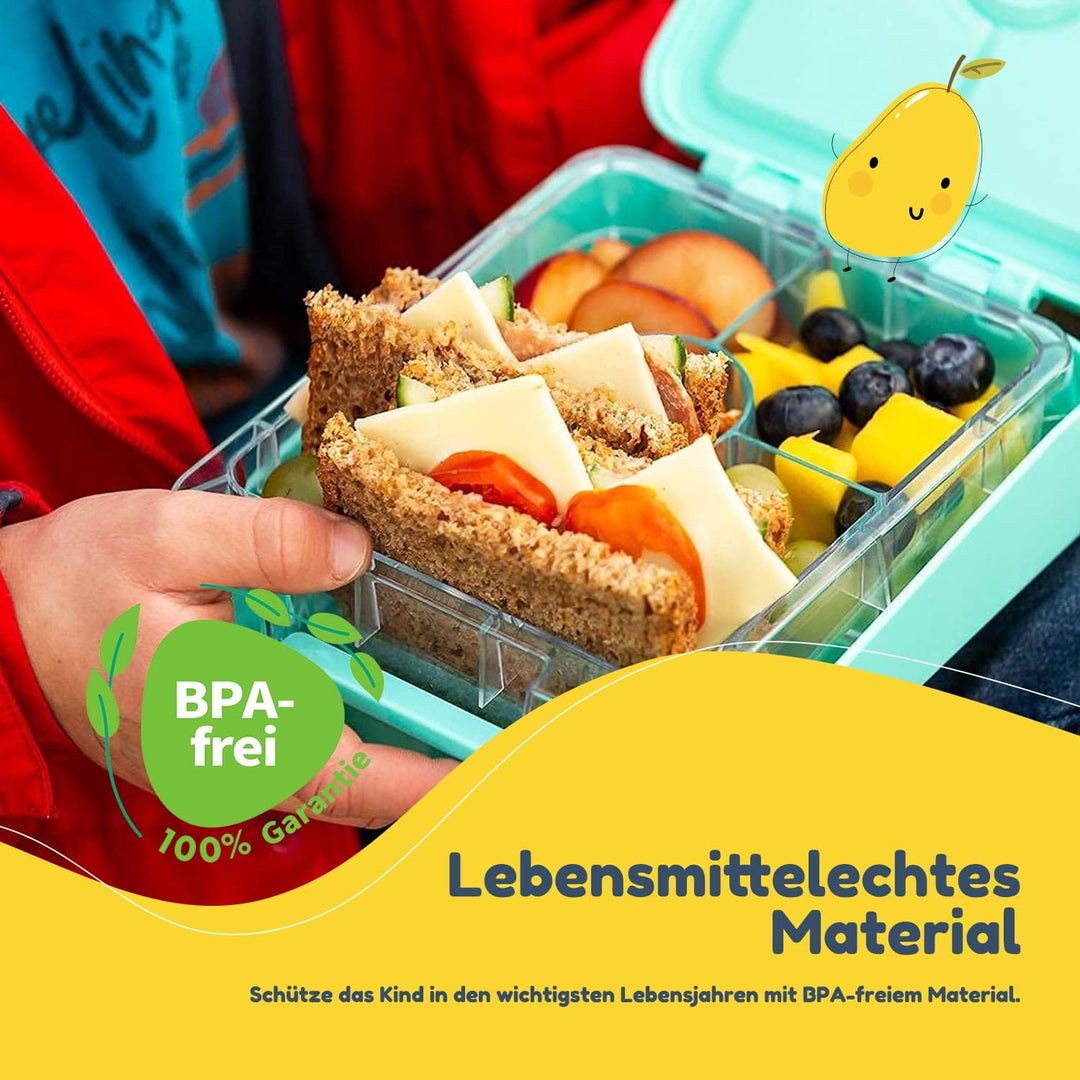 schmatzfatz easy Kinder Snackbox, Brotdose, Brotdose Kinder mit Fächern, Bento Box, Brotdose Kinder,