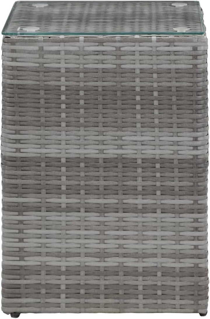 Gecheer Beistelltische 3 STK. mit Glasplatte Couchtisch Teetisch Esstisch Gartentisch Balkontisch Te