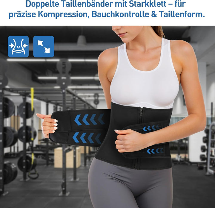 SLIMBELLE Bauchweggürtel Neopren Damen Herren Sweat Belt Waist Trainer | Dieser Neopren Schweissgürt