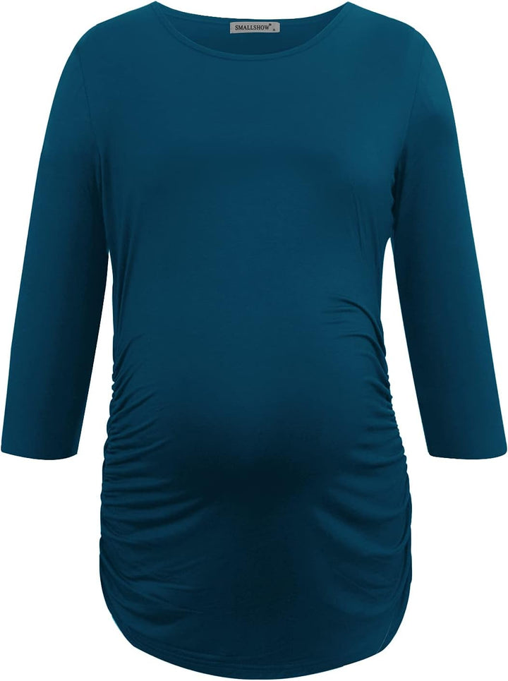 Smallshow Damen Schwanger Mutterschaft Oberteile 3/4 Ärmel Umstandsshirts Schwangere Tops Schwangers