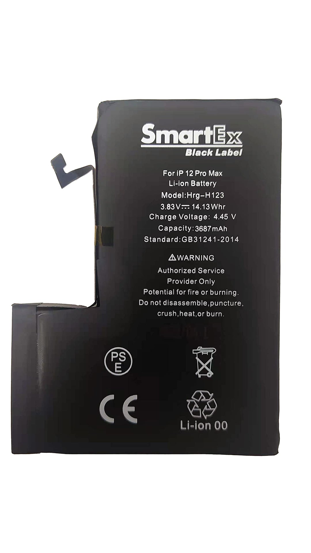 Smartex® Black Label Akku Batterie kompatibel mit iPhone 12 Pro MAX - 3687 mAh | Datum 2023 | 2 Jahr
