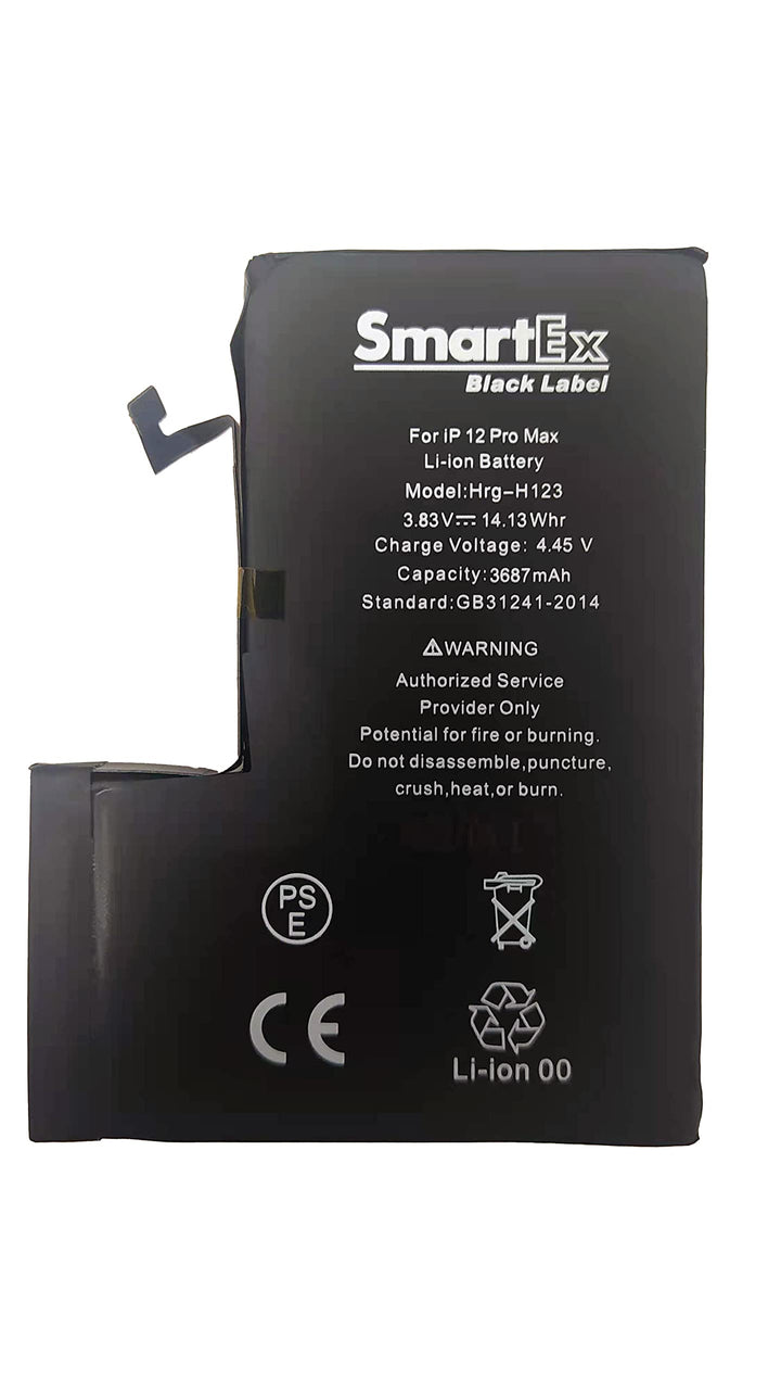 Smartex® Black Label Akku Batterie kompatibel mit iPhone 12 Pro MAX - 3687 mAh | Datum 2023 | 2 Jahr