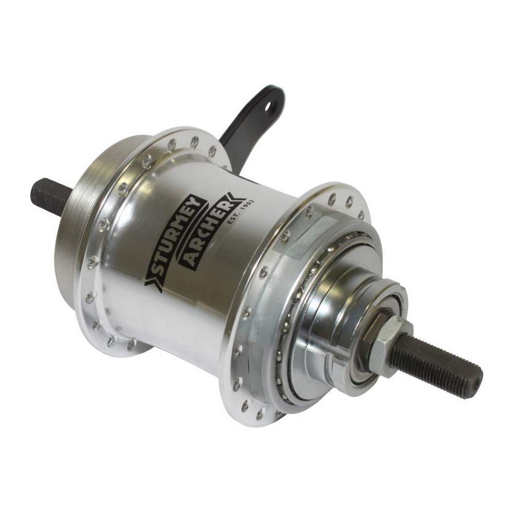 Sturmey Archer Unisex – Erwachsene Duomatic Kick-Shift Getriebenabe 36 loch Silber, 36 loch Silber