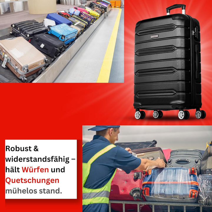 NOWI Handgepäck Koffer leicht – 40L Volumen – 8 Rollen 360° drehbar – Leichter ABS Koffer mit Zahlen