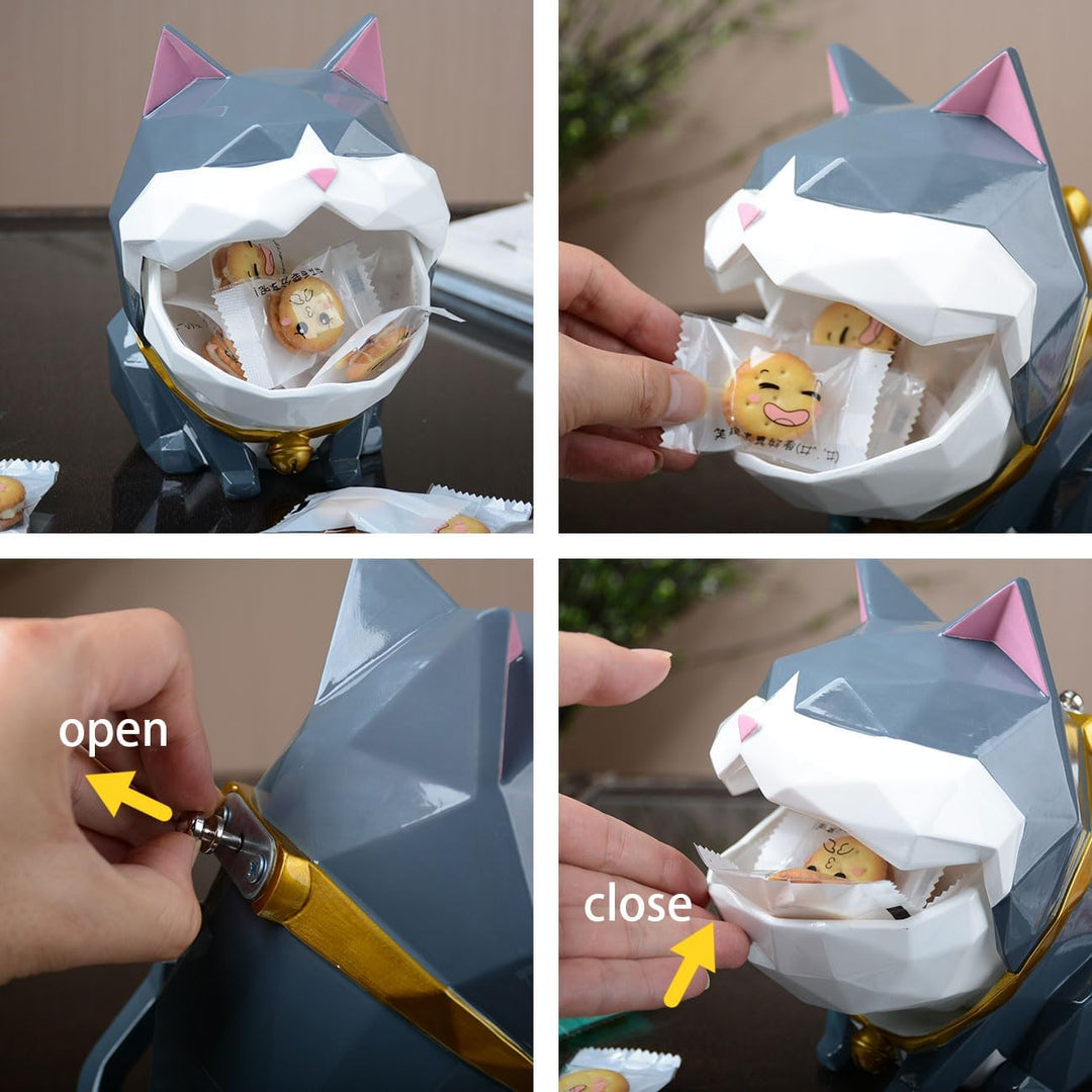 HAUCOZE Keksdose Katze Vorratsdose Tier Deko Moderne Skulptur Wohnzimmer Ornament Geschenk Polyresin