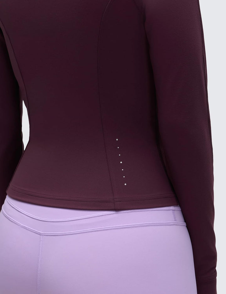 CRZ YOGA Damen Butterluxe Full Zipper Sport Jacke Zip Tasche Crop Running Laufjacke Gym Langarmshirt