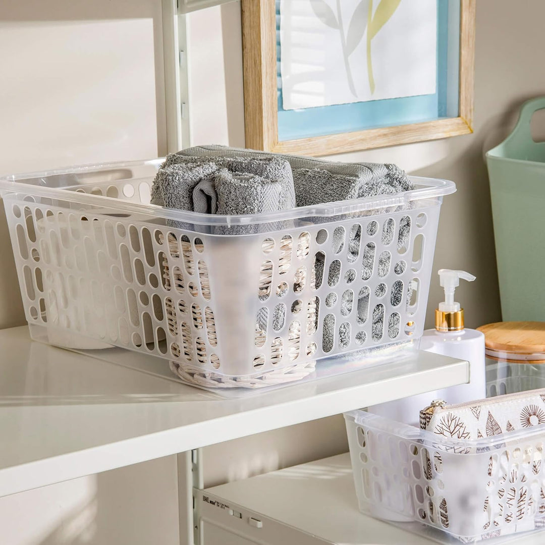 #11 12x Aufbewahrungskorb - transparent - 37 x 26 - Körbchen - Kunststoffkorb - Organizer - Ordnung