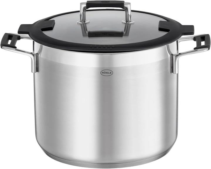 RÖSLE SILENCE PRO Gemüse und Suppentopf, Hochwertiger Universaltopf aus Edelstahl 18/10, 24 cm, Glas