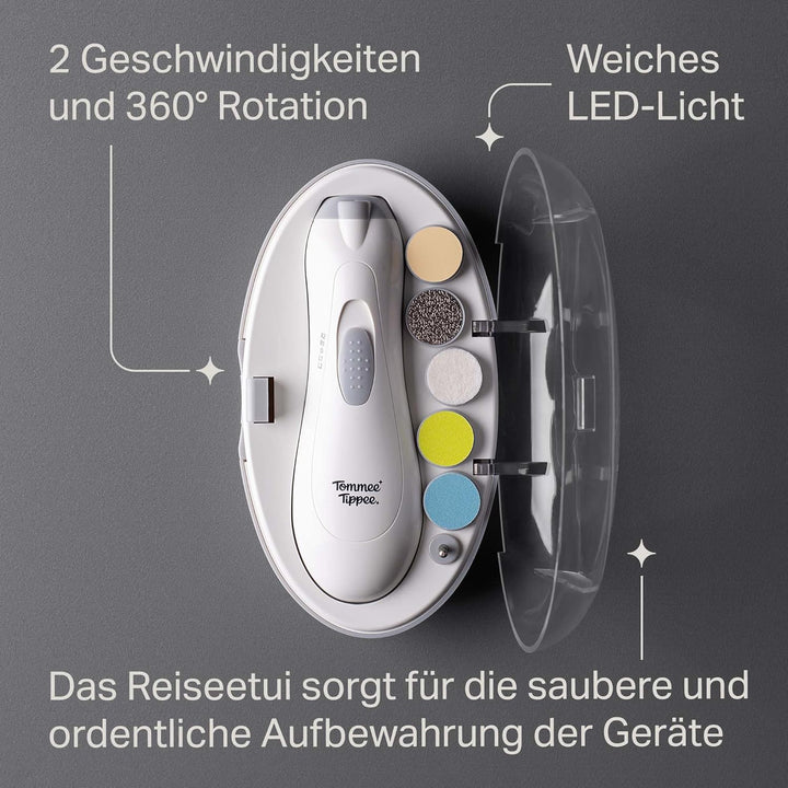 Tommee Tippee Elektrischer Baby-Nagelknipser und Kleinkind-Nagelknipser, Maniküre Set, mit LED-Licht