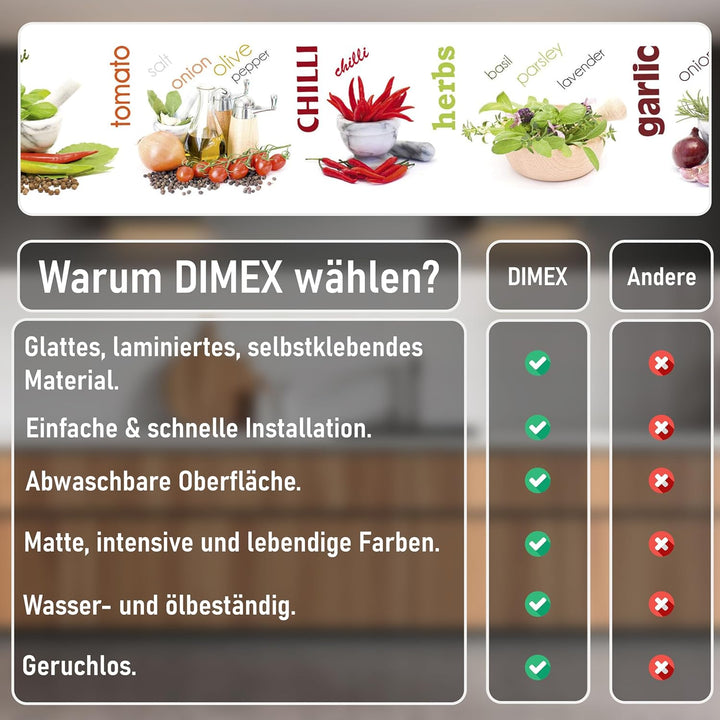 DIMEX Küchenrückwand Folie selbstklebend GEWÜRZ | Klebefolie - Dekofolie - Spritzschutz für Küche |