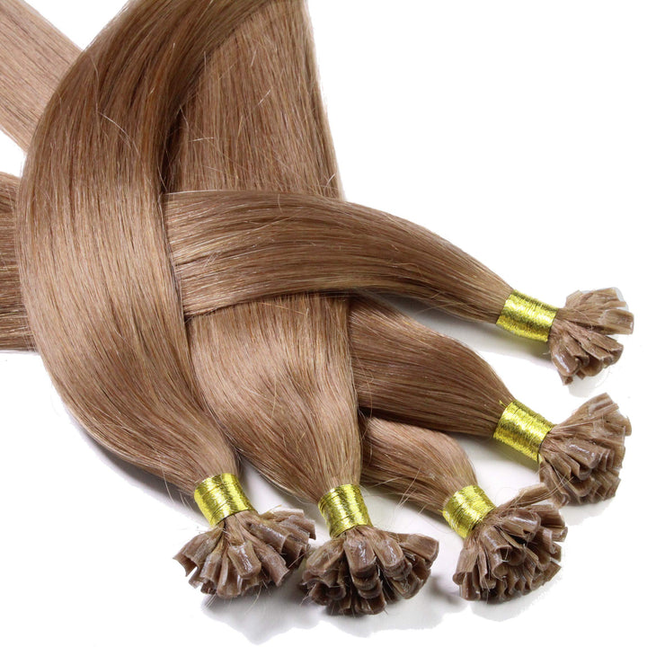 hair2heart Extensions Echthaar Bondings glatt - 150 Strähnen 1g 60cm 8/1 hellblond asch 