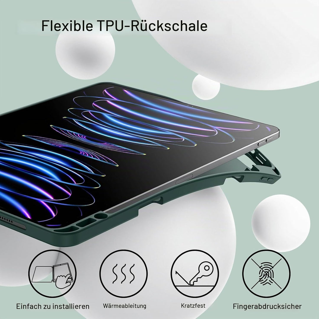 JETech Hülle für iPad Pro 12,9 Zoll (6./5. Generation, Modell 2022/2021) mit Stifthalter, Unterstütz