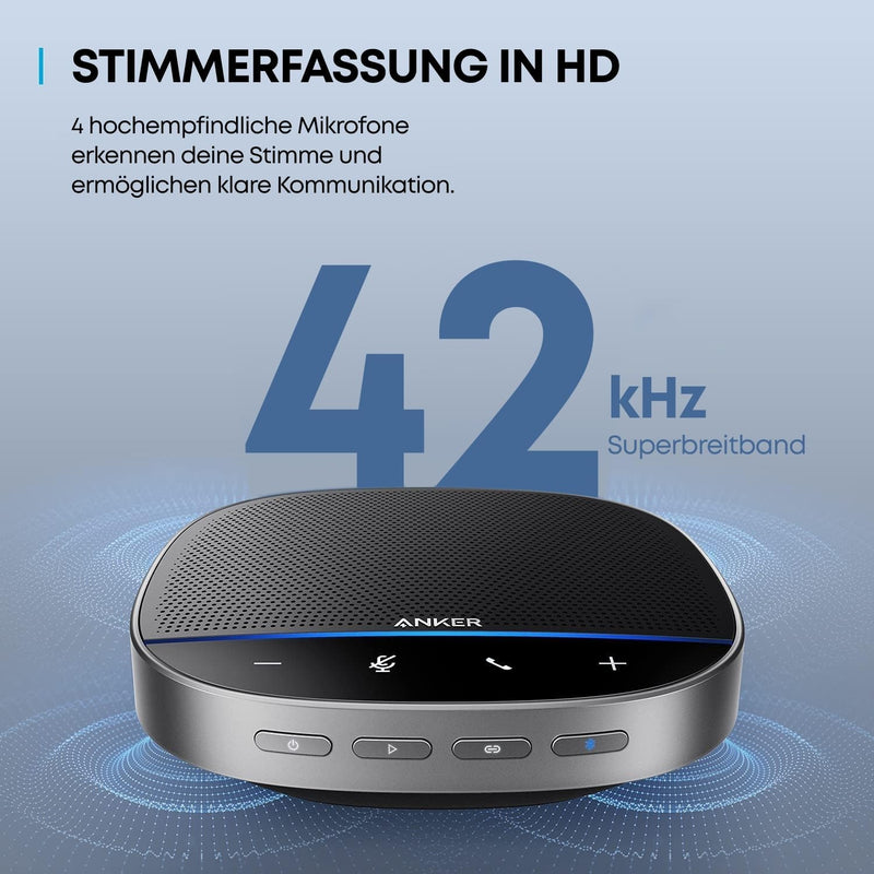 Anker PowerConf S500 Konferenz-Lautsprecher mit Zoom Zertifizierung, USB-C Bluetooth-Lautsprecher fü