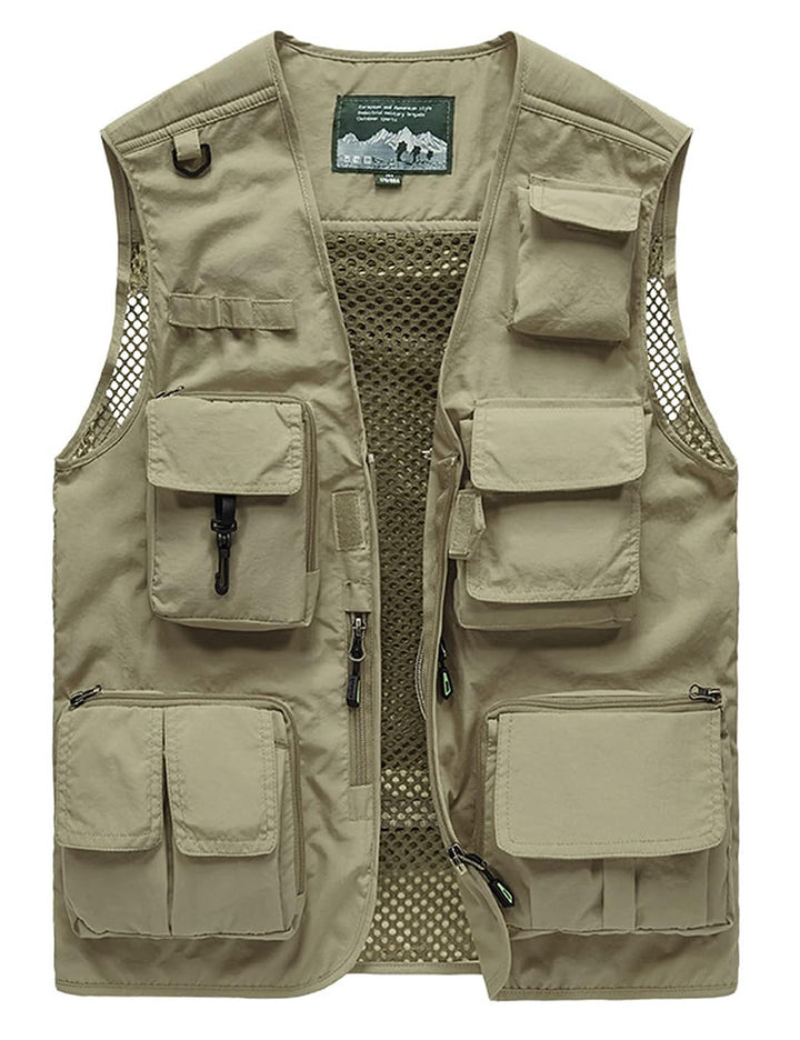 Herren Freizeit Safari Angeln Outdoor Arbeit Weste Jacke Foto Reise Cargo Mesh Weste Multi Taschen K