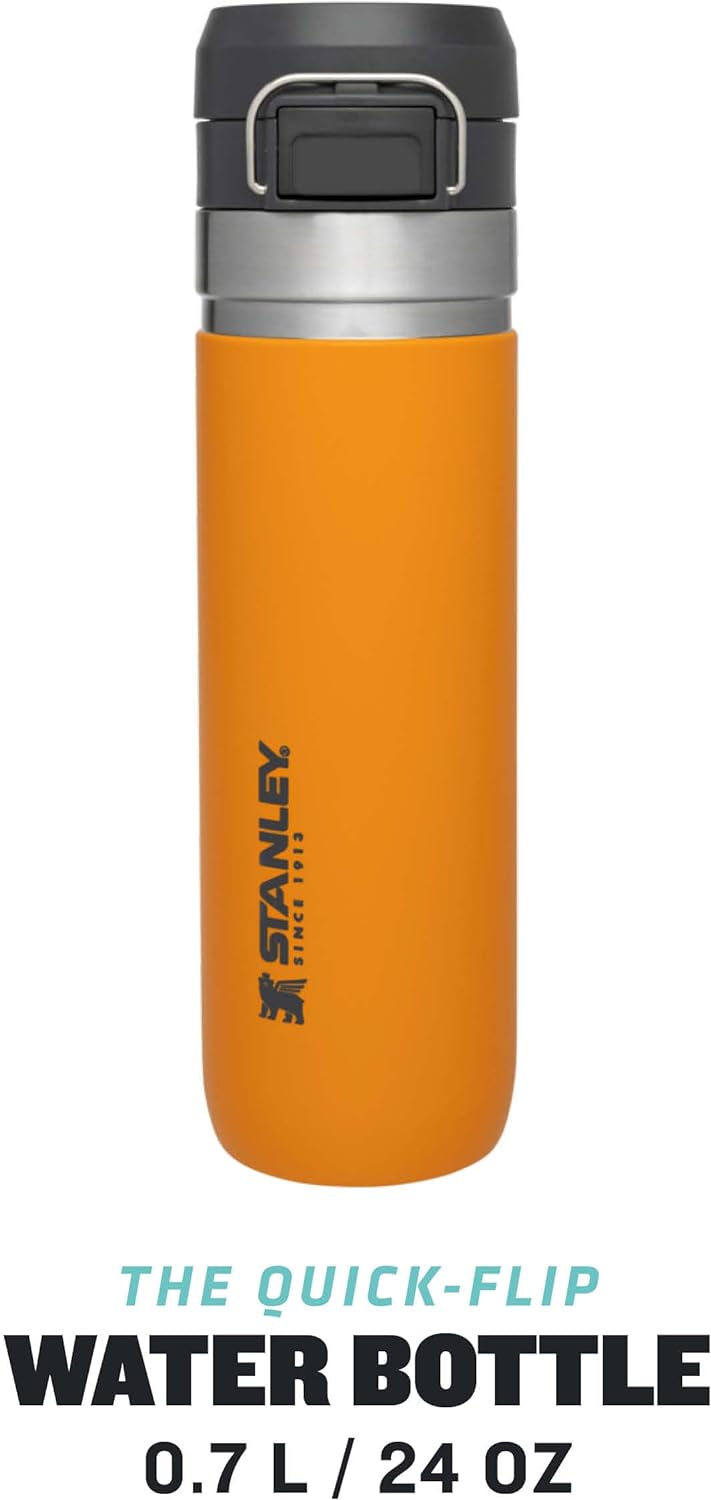 Stanley Quick Flip Trinkflasche Edelstahl .71L/24OZ Saffron – Thermosflasche Auslaufsicher - Hält 12
